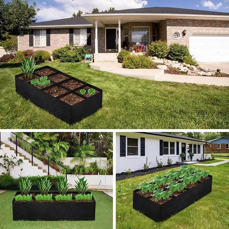 Raised Garden Bed Black Grow Bag for Vegetable Flower Planter Reusable Breathable Felt Bag for Indoor Balcony Outdoor