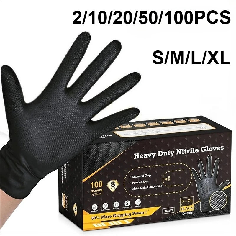 Heavy Orange Disposable Nitrile Extra Thick Gloves 8.5 Mil -Powder-Free Puncture-Resistant Protection-Diamond-Texture Work Glove