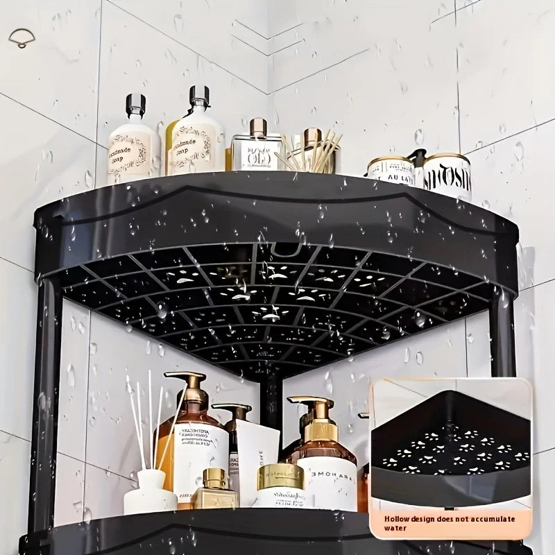 Modern 4 Tier Folding Corner Shelf Assembly Required Multifunction Storage Rack for Bathroom Kitchen Cosmetic Bath Product