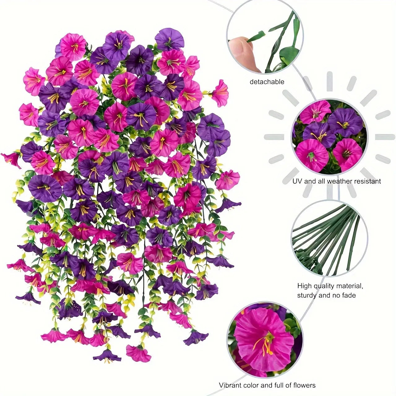 1Pcs Artificial Flowers 75CM Hanging Fake Plant for Home Decor Garden Wedding Decoration Flower Basket Garland Wall Accessories