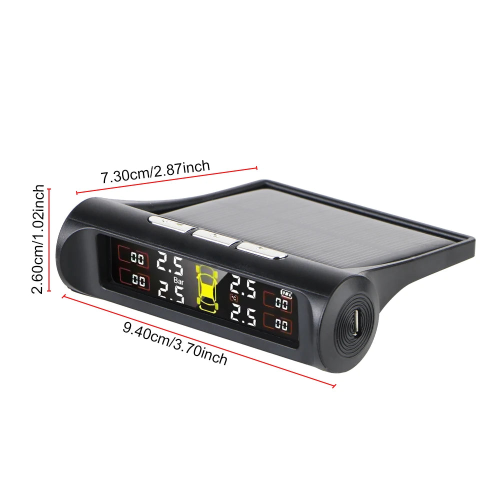 Tire Pressure Monitoring System Temperature Warning New C External Battery Version Sensors Solar TPMS Car Tyre Pressure Monitor