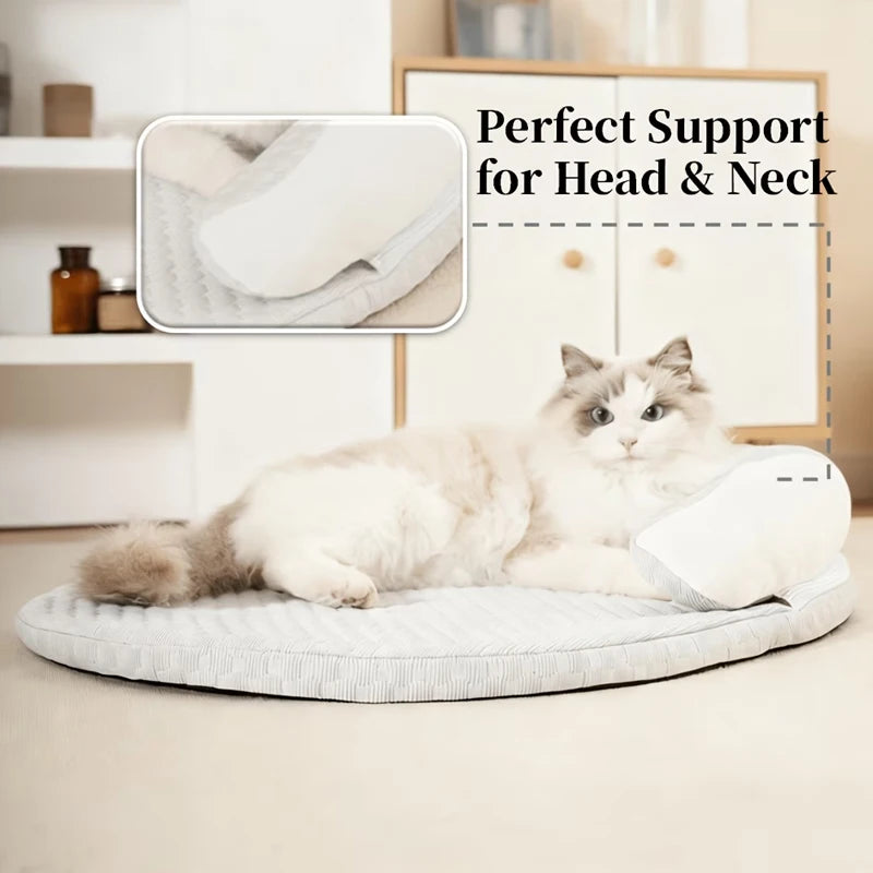 Summer Ice Silk Cooling Dog Bed Oval Breathable Heat Dissipation Cat Mat Pet Nest Cooling Pad for Small Medium Large Dogs Cats