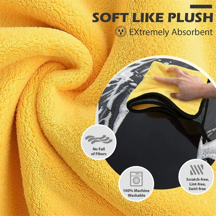 Double Layer Wash Cloth Microfiber Car Cleaning Towels 30X60cm 1/2/3/6/10pcs Soft Quick Drying for Windows Mirrors Wiping Rags