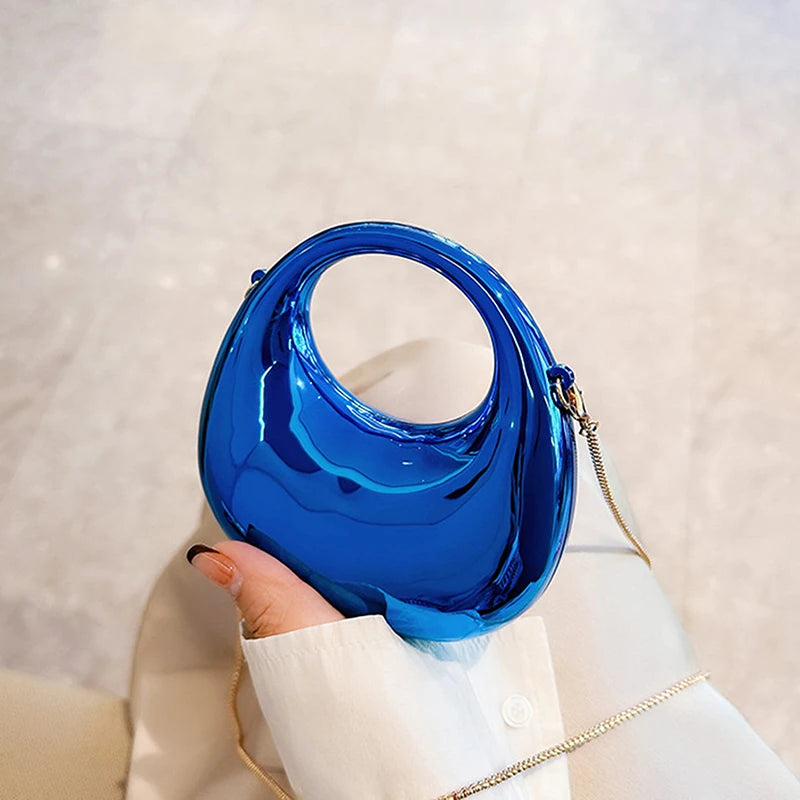 Z. Women's Chain Crossbody Bag Small Purse Acrylic Metallic Luster Half Moon Party Banquet Women's Bag Luxury Handbag