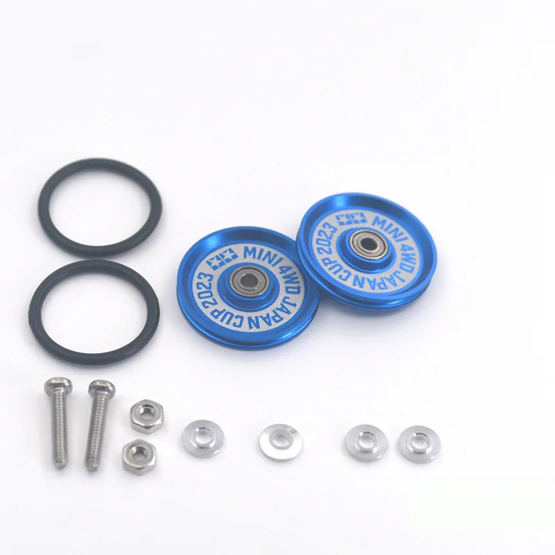 2pcs 15418 13-12mm Aluminum Alloy Guide Rollers 15461/15426 2023Jcup 95160 19mm Roller With Rubber Ring Tamiya Mini 4WD Homemade