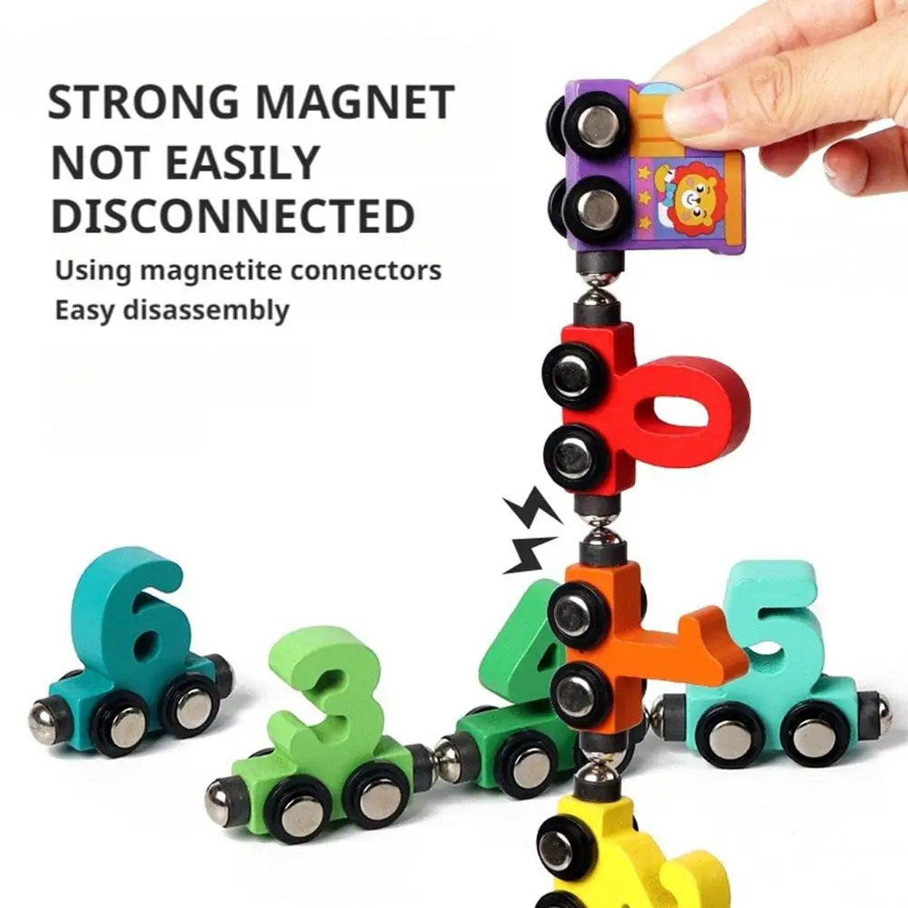 Colorful Building Blocks Number Digital Magnetic Wooden Train Toys Educational Hand-eye Coordination Magnetic Digital Train