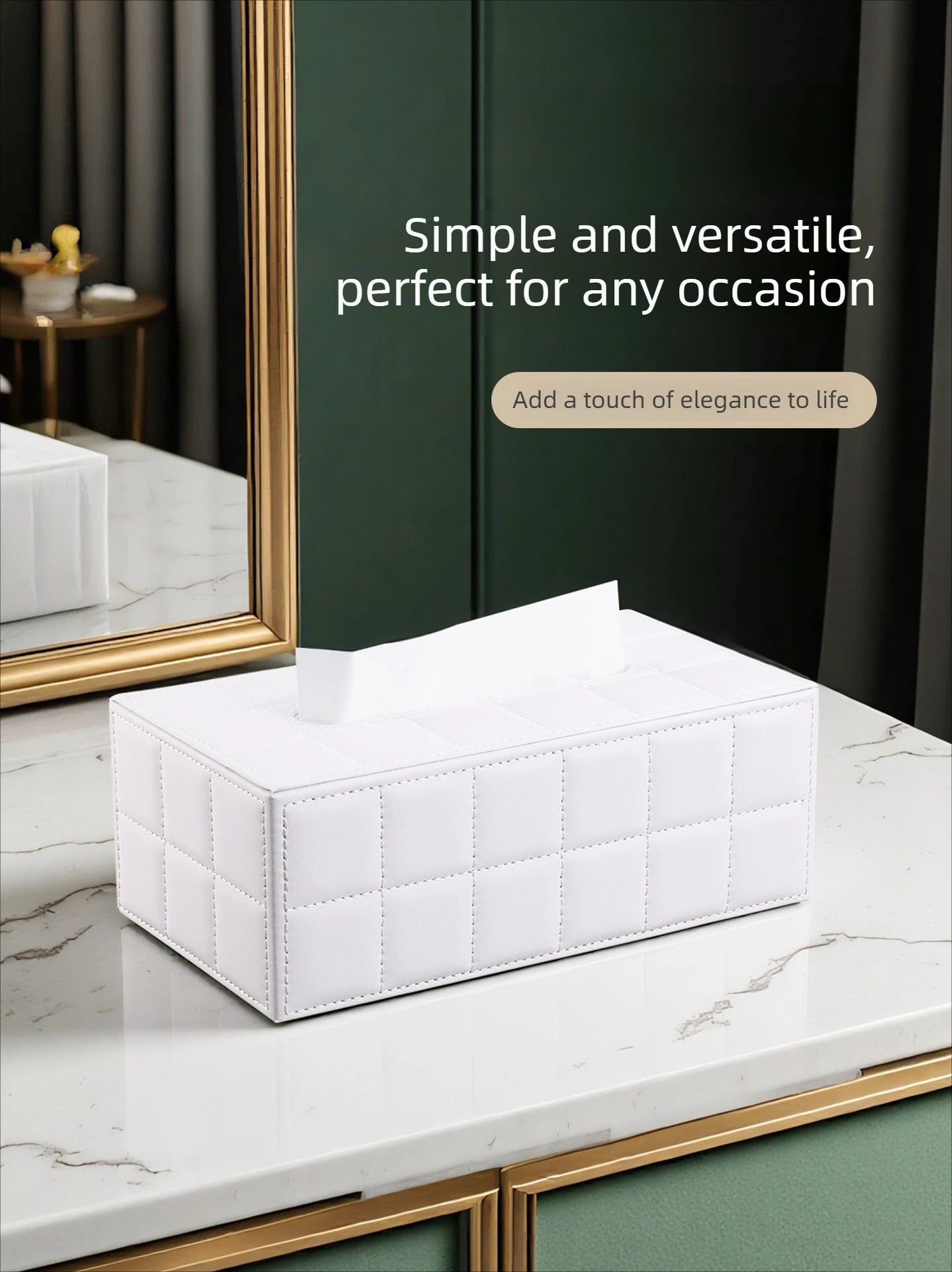 Elegant PU Leather Square Tissue Holder for Coffee Table, Decorative Napkin Paper Case for Home Hotel Restaurant Living Rooms
