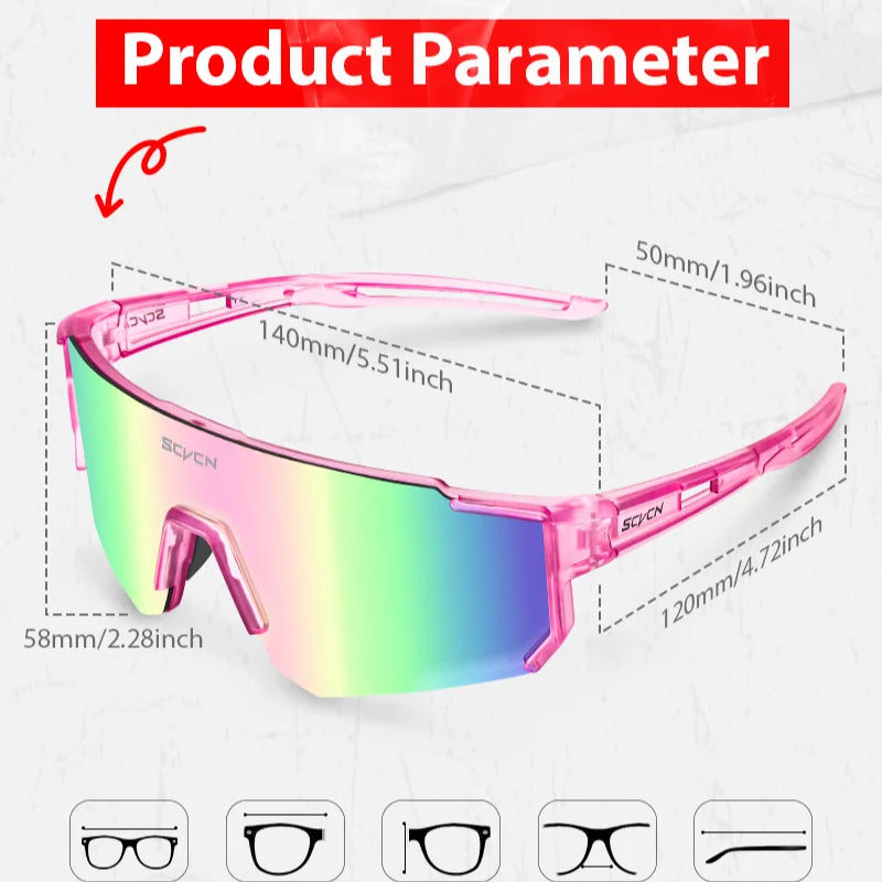 SCVCN Hot Cycling Sunglasses Men Road Driving Bike Glasses Outdoor Sports Mountain Climbing Women Bicycle UV400 Cycling Goggles