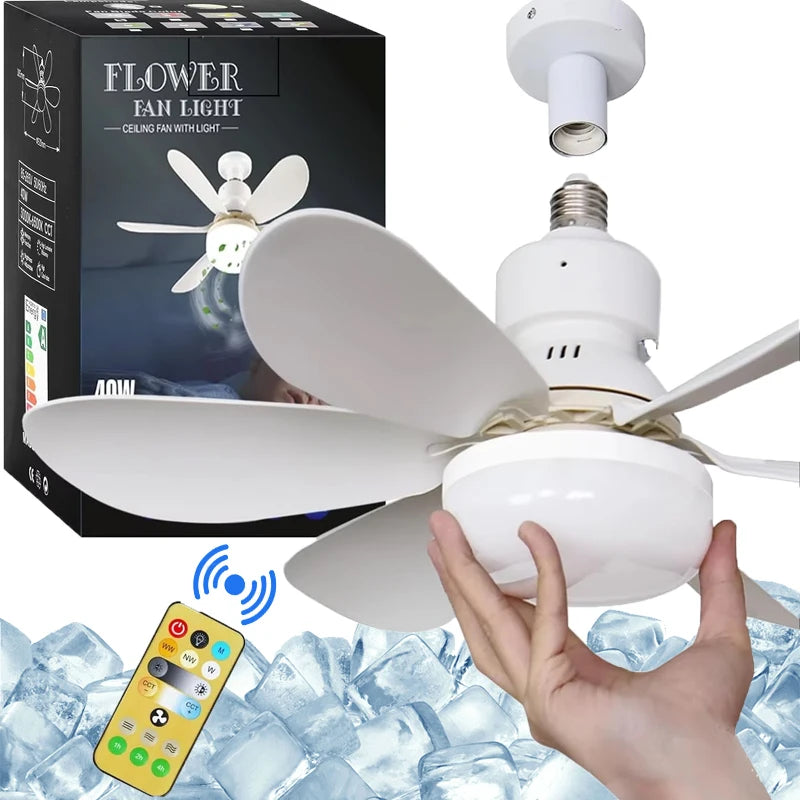 E27 with Remote LED 40W Ceiling Fan Light  Dimming Function  Suitable for Living Room Study and Home use  85-265V