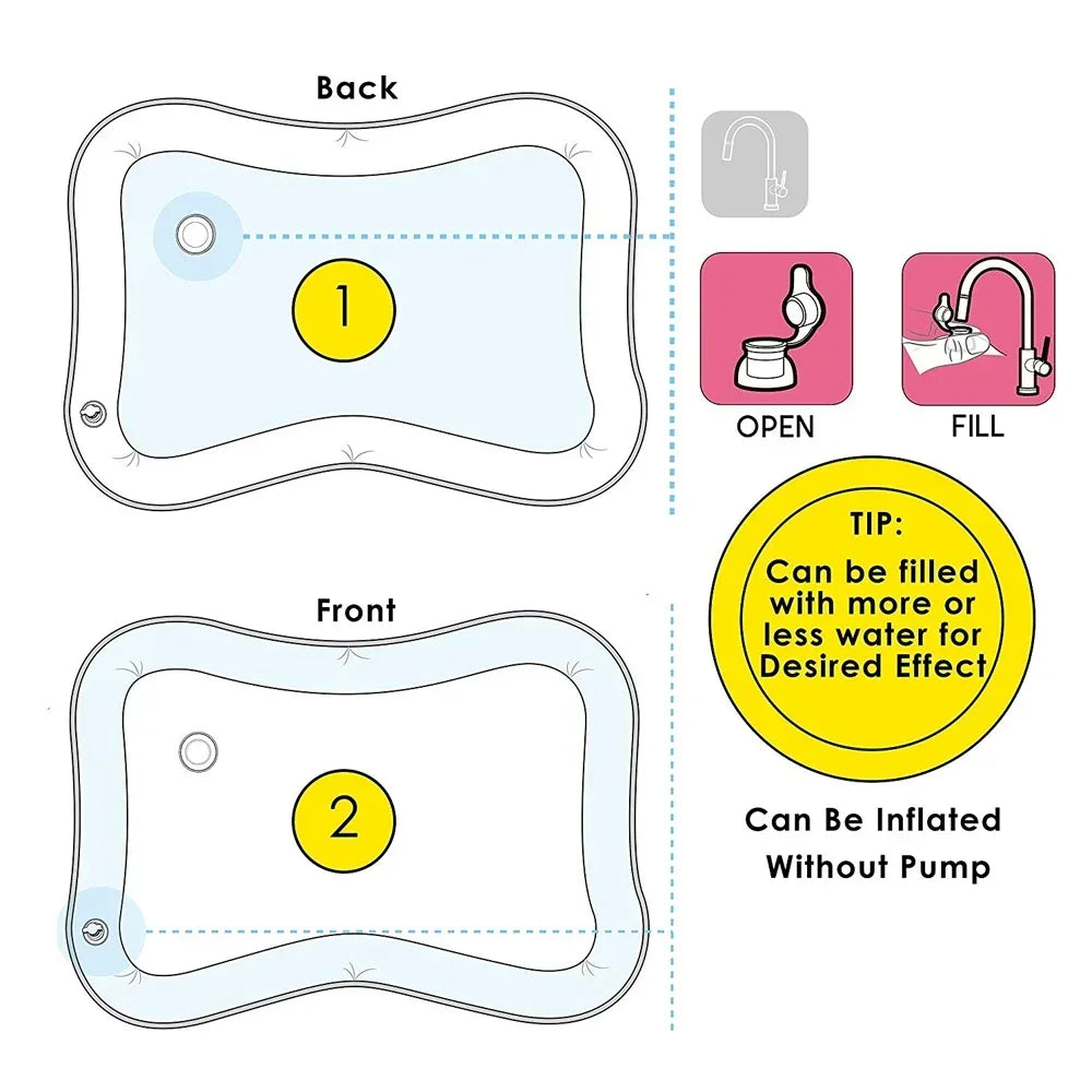Summer Inflatable Water Mat PVC Playmat Toddler Activity Play Center Water Mat for Babies Early Education Developing Summer Toy