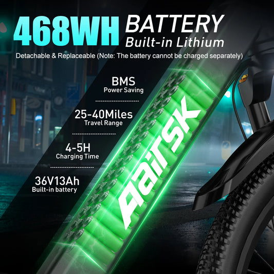 Aairsk GT900 Ebike 250W Motor 36V13AH Battery Electric Bicycle Mountain 26''Off-road Full Suspension Adult Electric Bike