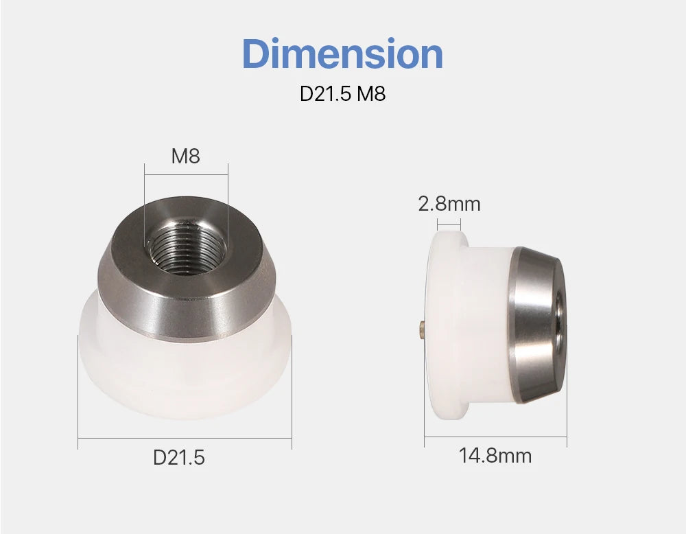 D21.5 M8 Laser Ceramic Nozzle Holder Bodor 3D Laser Head Sensor Part for 1064nm Cutting Machine
