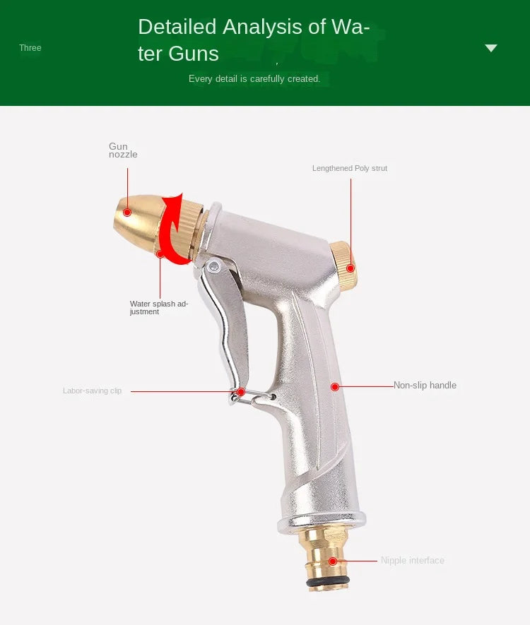 High Pressure Water Spray Gun Metal Brass Nozzle Garden Hose Pipe Lawn Car Wash Sprayer Sprinkler Car Wash Tool Water Guns Xy002