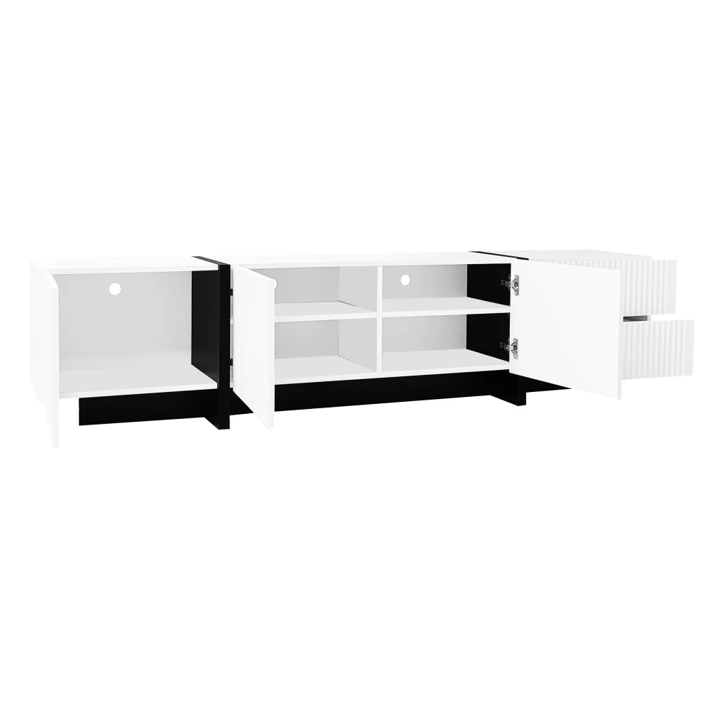 PINGGO Modern Large TV Cabinet 190cm Length Media Console with 3 Doors 2 Drawers, Storage TV Stand Entertainment Center