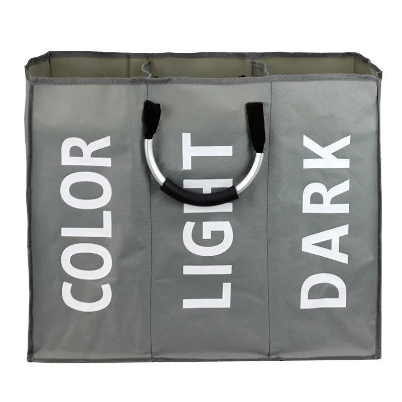 1pc 3 Grids Foldable Laundry Basket Bag Dirty Clothes Laundry Hamper Waterproof Oxford Durable Fabric Dirty Storage Basket