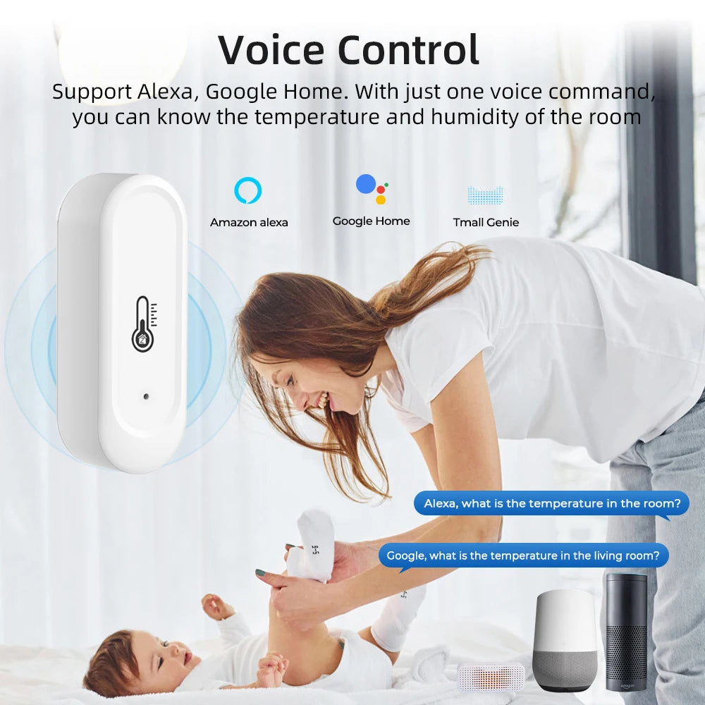 Tuya WiFi/Zigbee Smart Temperature Humidity Sensor Outdoor IP65 Waterproof APP Remote Monitoring Works With Alexa Google Home