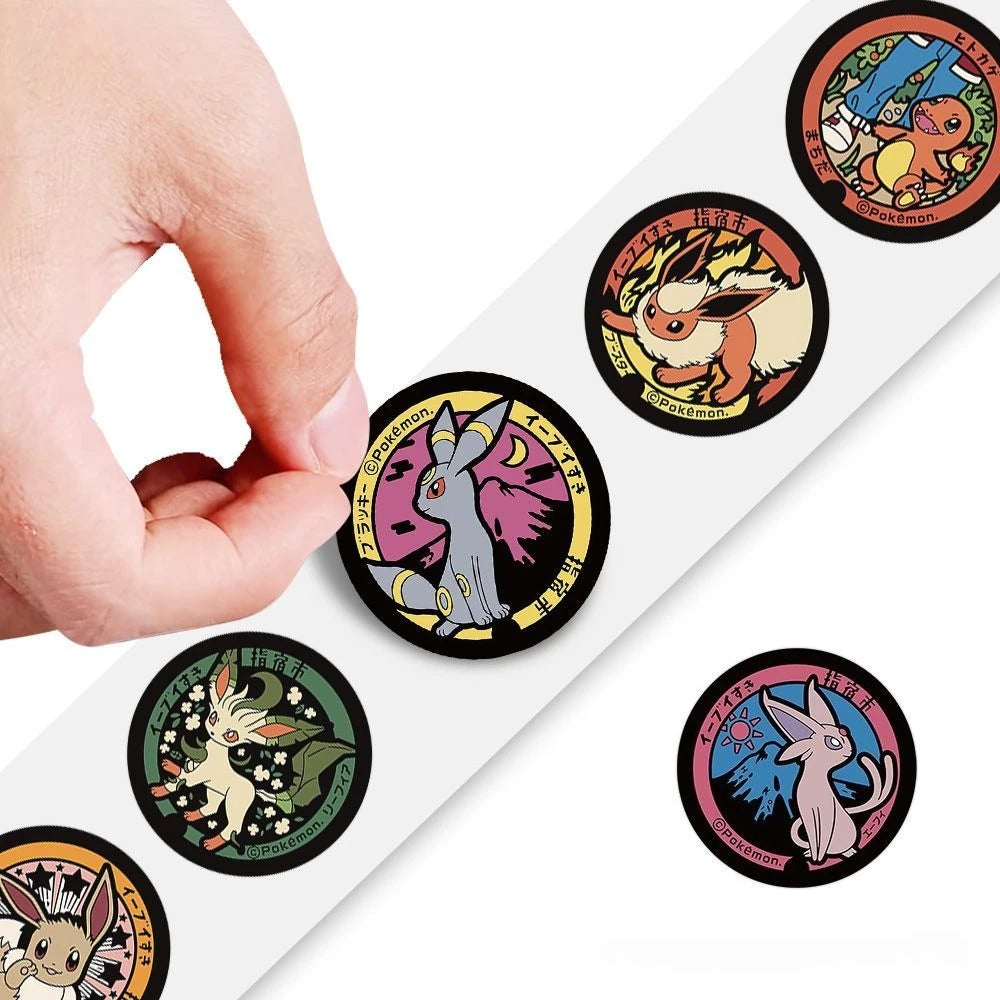 500/1000PCS Pokemon Pikachu Roll Stickers Cartoon Scrapbook Phone Gift Living Waterproof Coffee Phone Stationery Luggage Decals