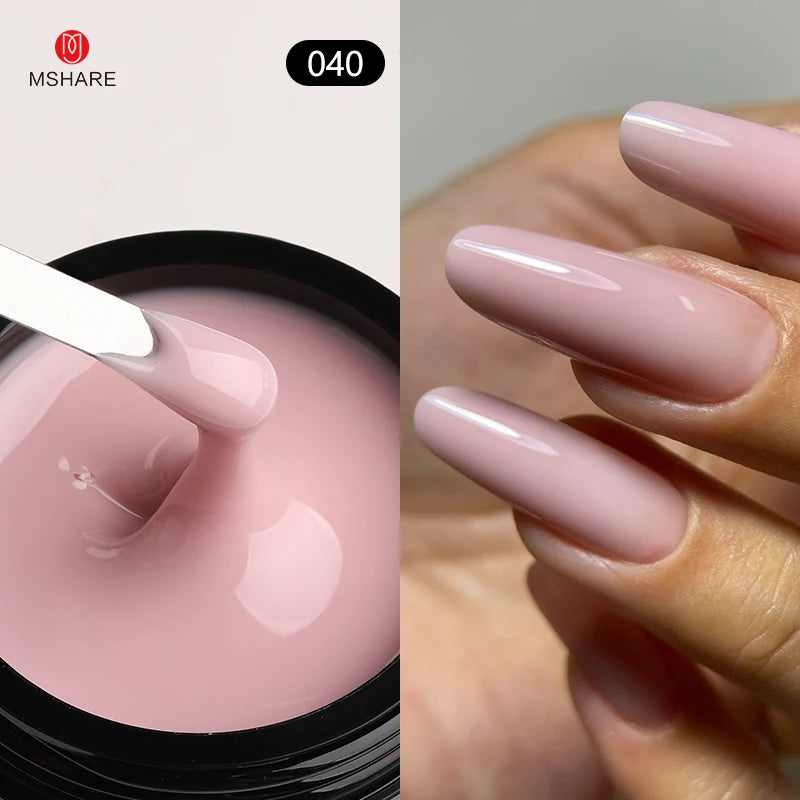 MSHARE 50ml Baby Pink Builder Nails Gel Hema Tpo Free Gel Nail Construction Self Leveling Gel for Nail Extension UV Led