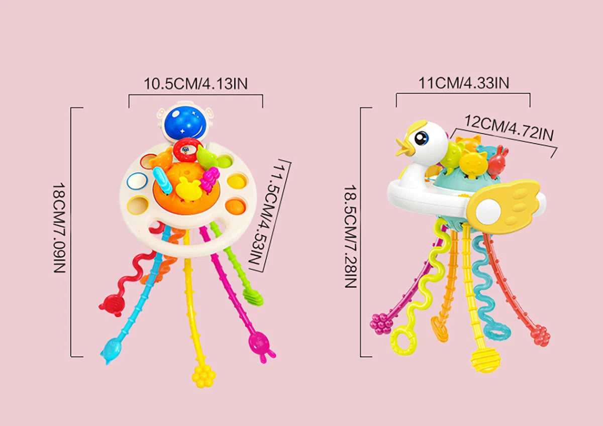 Activity Development Pull String Toys Silicone Teething Rattle Educational Learning Toy Baby Sensory Montessori Toys gift