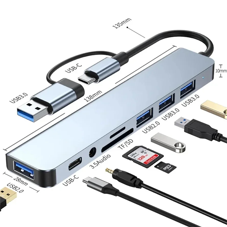 USB C HUB 4K 30Hz Type-C to HDMI-compatible USB 3.0 Adapter 11 in 1 Type C HUB Dock PD 87W USB C Splitter for MacBook Pro Air