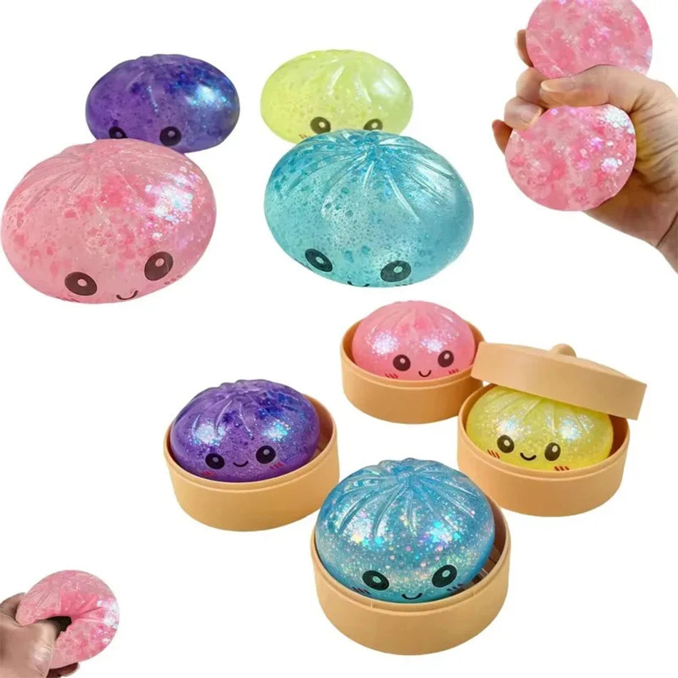 Mini Glitter Dumpling Squishy ULTRA RARE Gold Glitter Hidden Edition Dumpling Sensory Steamer Soft Dough Ball for Stress Relief