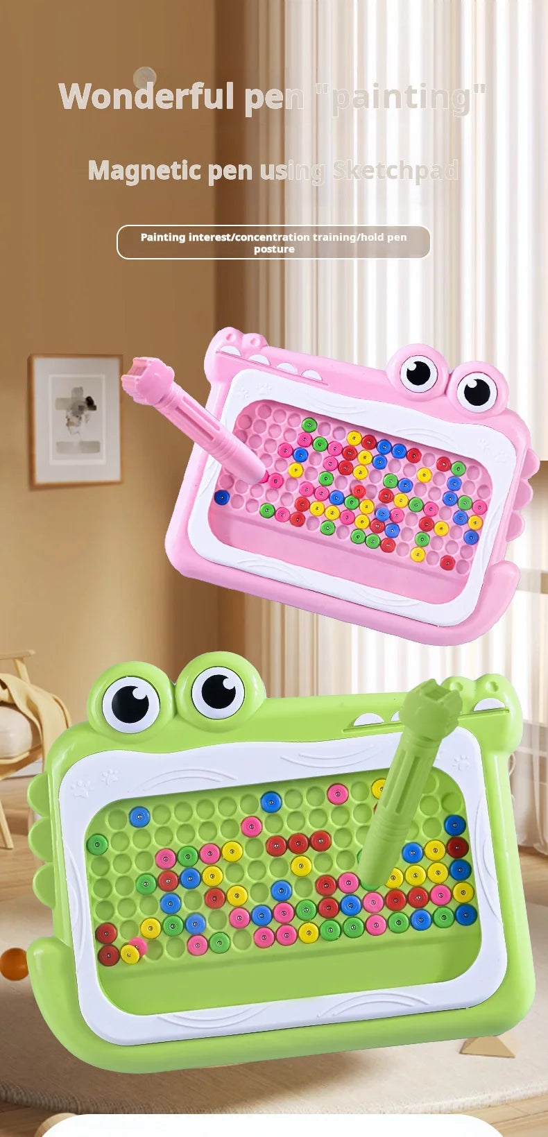 New Kids Magnetic Beads Doodle Board with Puzzle Pen  Drawing Toys  for Children 3-8 yearsMontessori Game Education Gift
