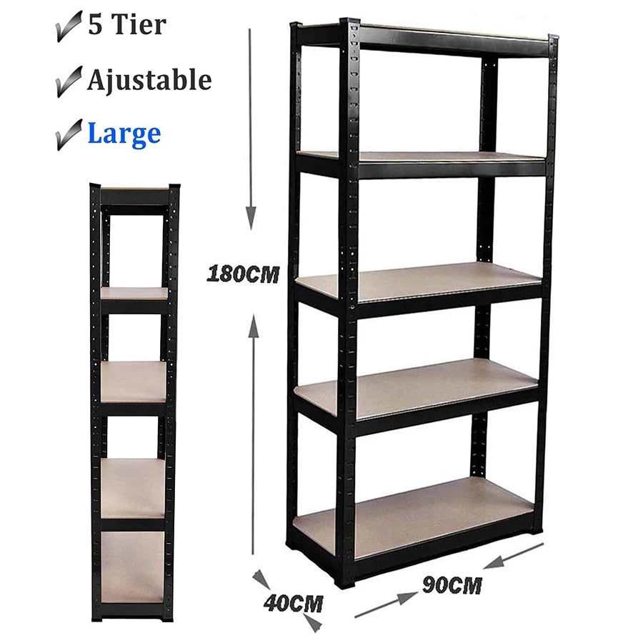 Adjustable Height Layout 5-Tier Heavy Duty Shelf 875kg Boltless Metal Rack Tool Free Assembly for Garage Warehouse Storage