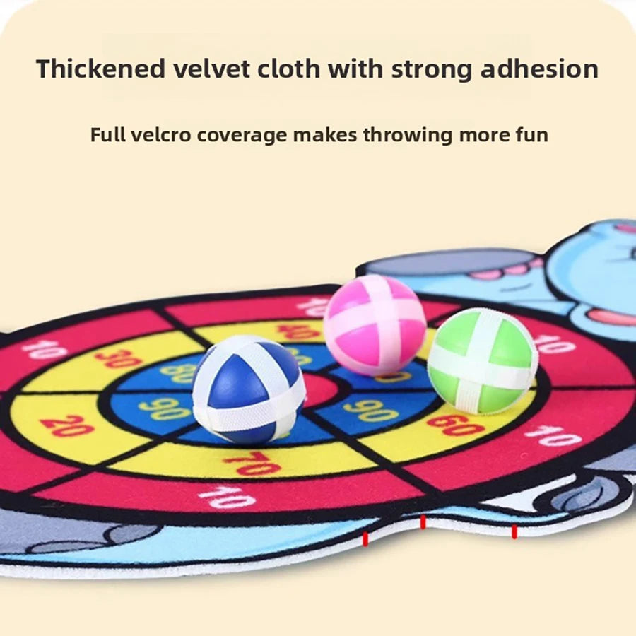1set- Dart Board for Kids with 3 Sticky Balls Indoor Outdoor Sport Party Games Cartoon Animal Dart Board Toys Christmas Gift