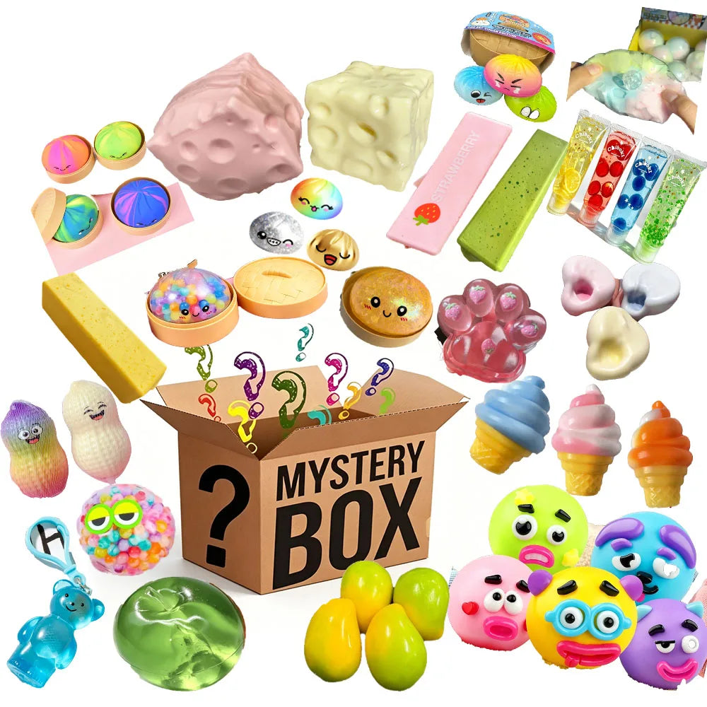 Assorted 100Pcs Surprise Blind Box Squishy Toys Slow Rebound Squeeze Fidget Stress Relief Birthday Party Favor Gifts