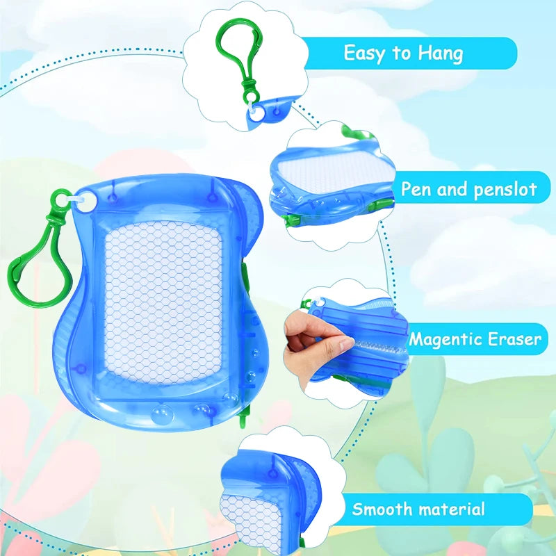 6/12PCS Magnetic Drawing Board Erasable Writing Pad Mini Keychain Kids Birthday Party Favors for guest Pinata Goodie Bag Filler