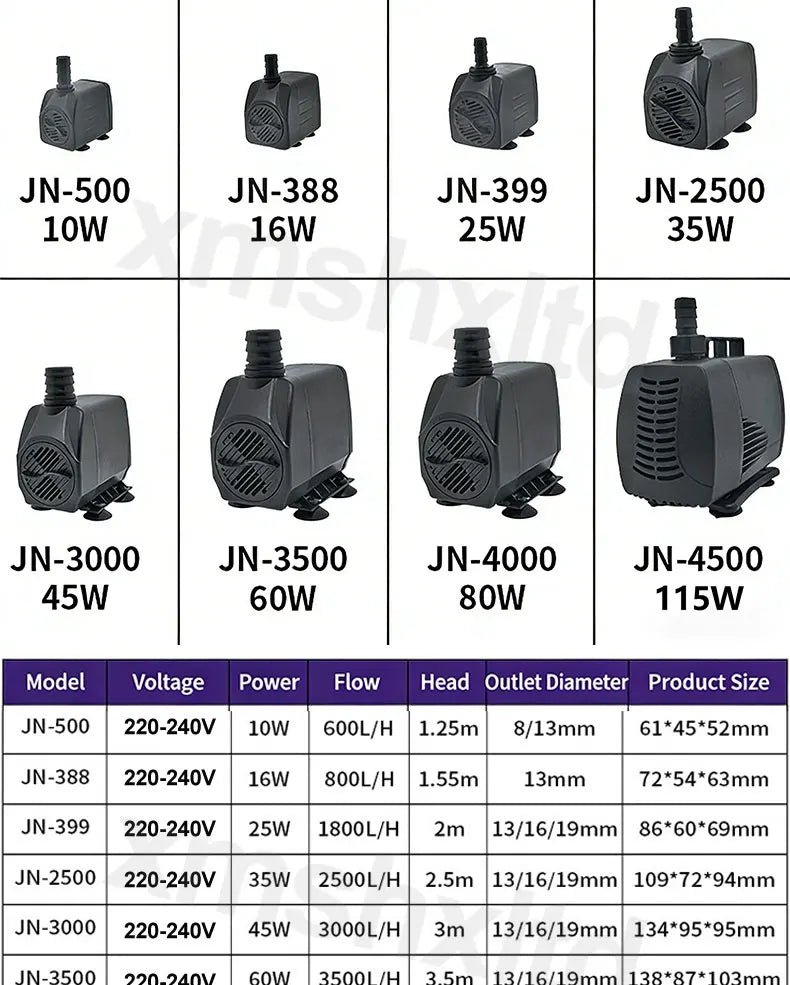 AC220V Multi-functional Silent Aquarium Submersible Pump, Landscape Large-flow Water Spray Pump,Fish Pond Water Circulation Pump