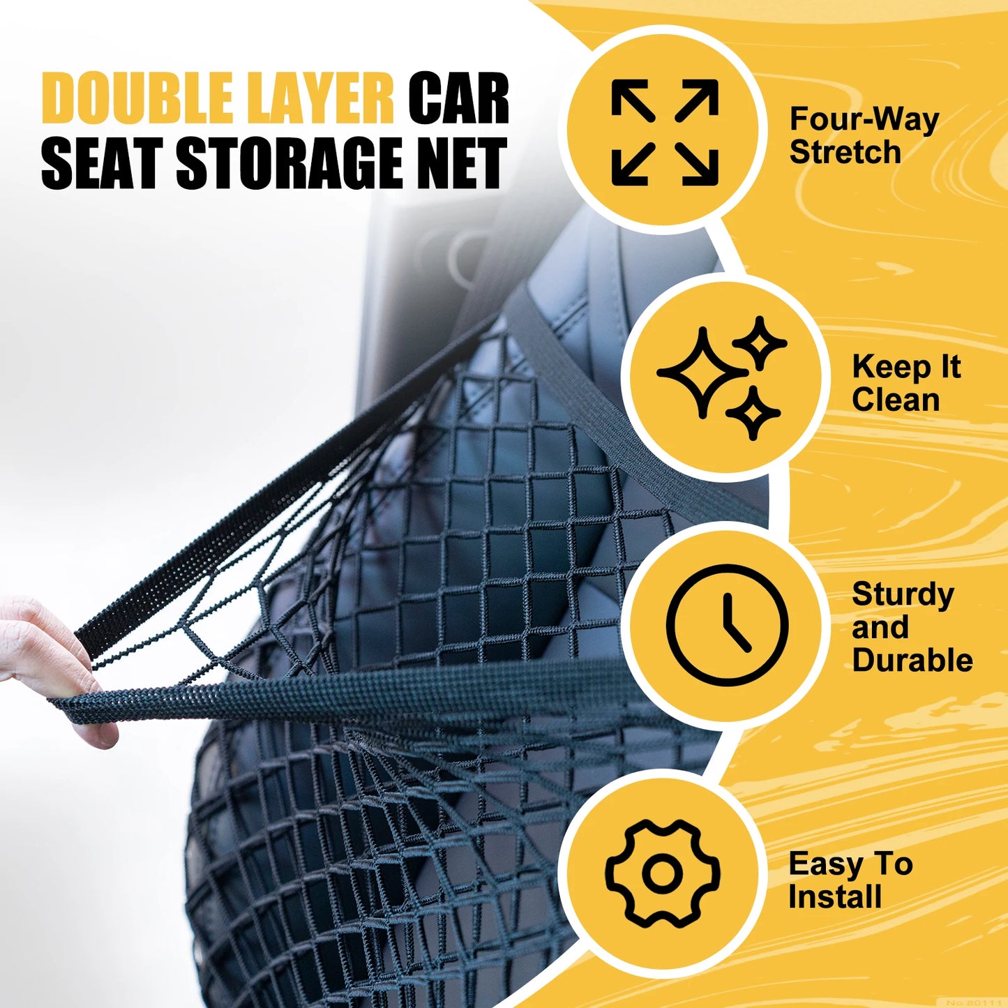 Car Seat Net  Elastic Double Layer Storage Mesh Net Fit for Front Seat  Handbag Holder with Adjustable Shoulder Strap 19.68×15.7
