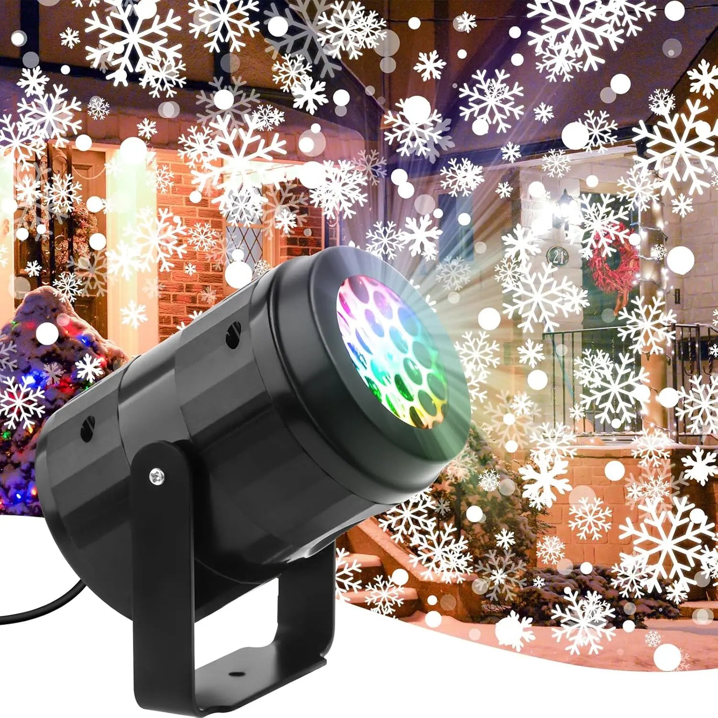 Christmas Snowflake LED Projector USB Powered with Rotating Base Durable Plastic for Indoor/Outdoor Holiday Decor