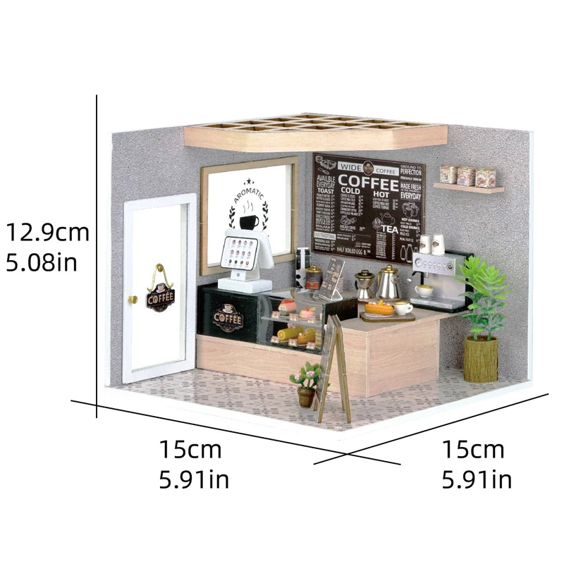 DIY Wooden Miniature Doll House Small House Kit 3D Puzzle Assembly Building Kits With Furniture LED Dollhouse Toys For Gifts