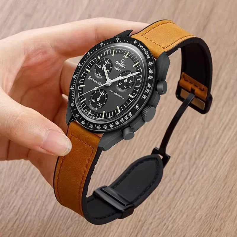 Leather+Silicone Strap For Omega X Swatch Joint MoonSwatch 20mm 22mm Magnetic Band For Xiaomi Watch S4 S3 S2 S1/Huawei GT2 3 4 5