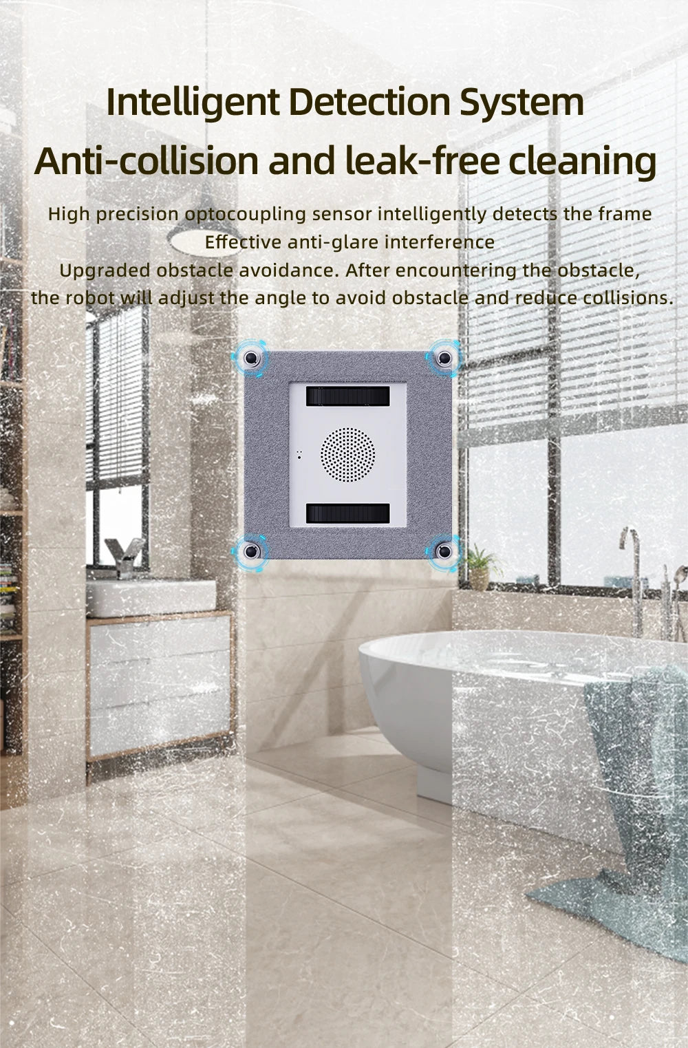 Robot Window Cleaner Liectroux YW509, 4-Way Water Spray,Home Glass Floor Window Robot Vacuum Cleaner,Strong Vacuum,Smart Memory