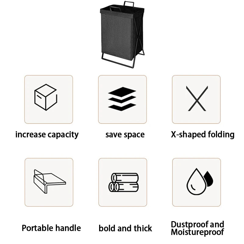 ♥Collapsible Fabric Laundry Hamper with Handles | Foldable Clothes Basket for Bedroom, Bathroom & Laundry Room
