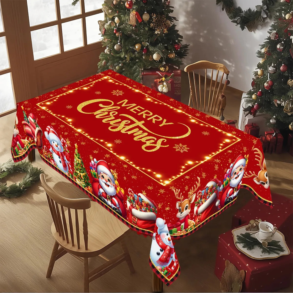 Christmas Santa Claus Tablecloth Merry Christmas Decoration For Home 2025 Navidad Kerst Noel Xmas Table Decor New Year 2026 Gift