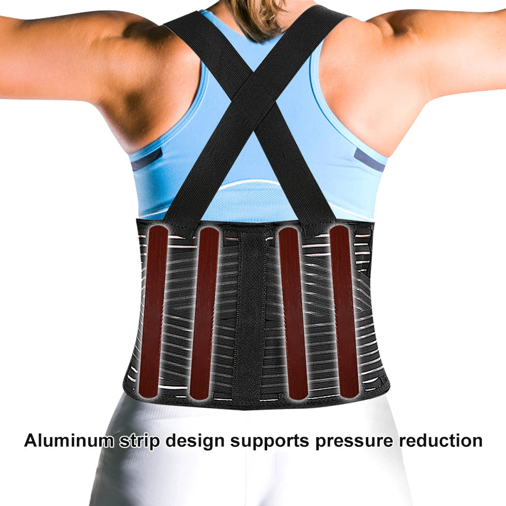 1Pcs Lumbar Back Brace Men and Women - Back Support Belt - Adjustable, Light, Breathable - Shoulder Holsters - Work, Posture