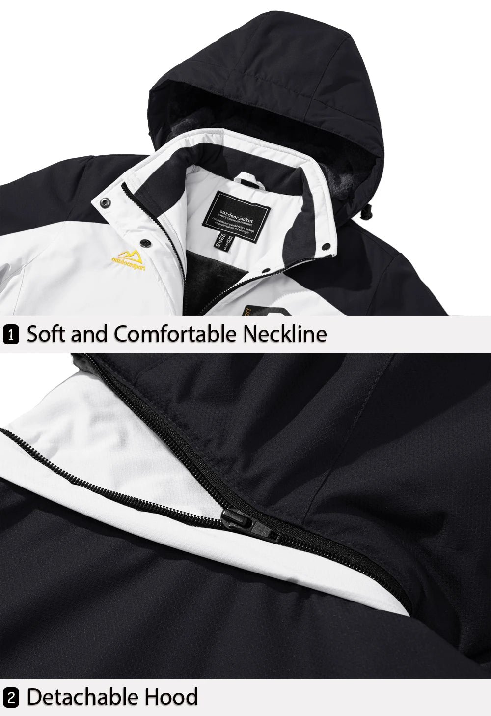 TACVASEN Winter Waterproof Ski Snowboard Jacket Womens Thermal Heavy Fleece Jackets Casual Work Rain Coat Windbreaker Parka