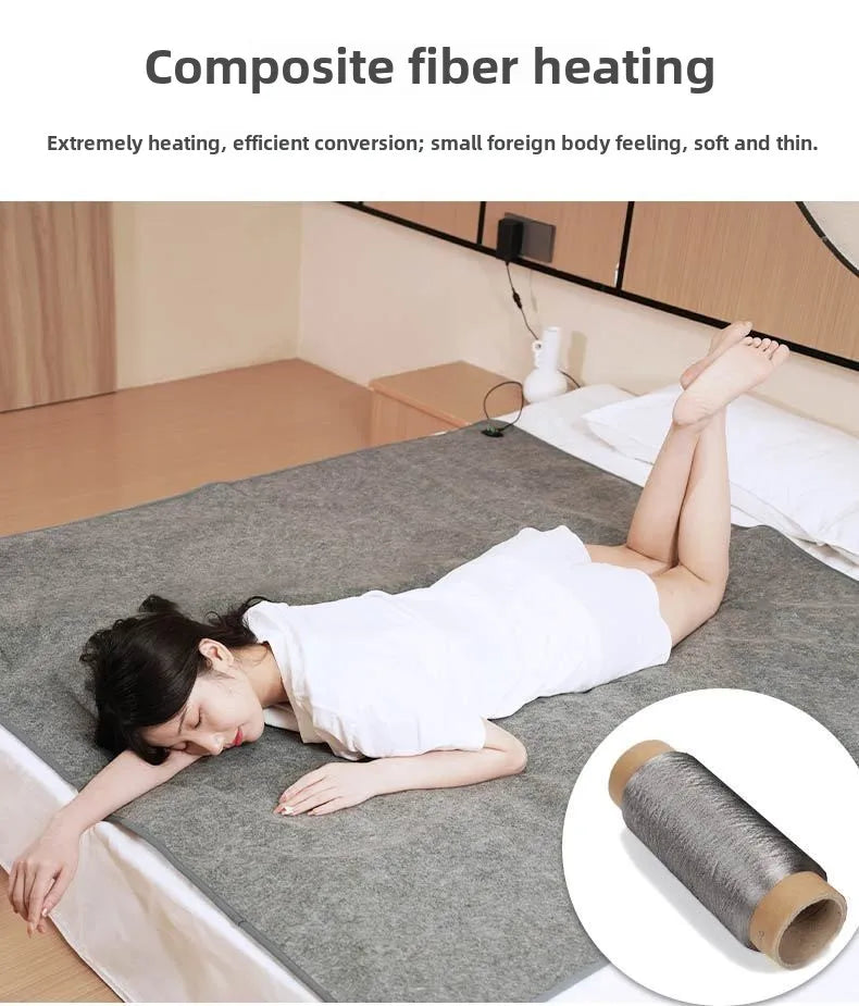 6 Area 10W DC Heated Mat Plush Electric Blanket Single Mattress USB Type-C Interface Portable Washable Office Bedroom Outdoor