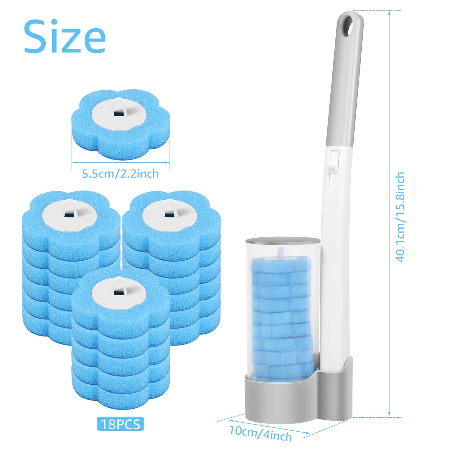 24/72Pcs Disposable Toilet Brush Long Handle Wall-mounted Wc Cleaning Tool Kit with Replaceable Brush Head Bathroom Accessories