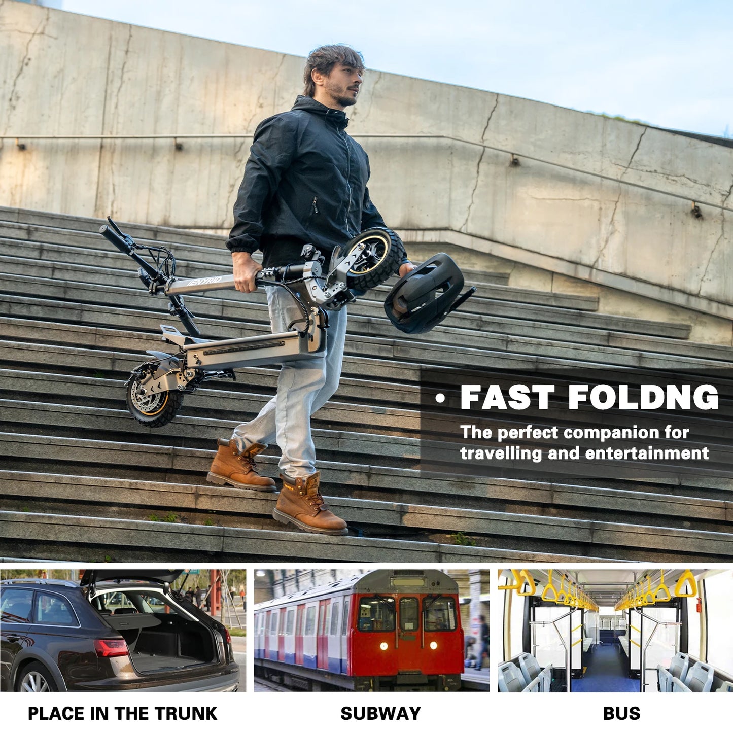 iENYRID iE-S1 Adult Electric Scooter Foldable 48V 15Ah 250W Off-Road Tire E-Mountain Scooter for Sports Entertainment Cycling