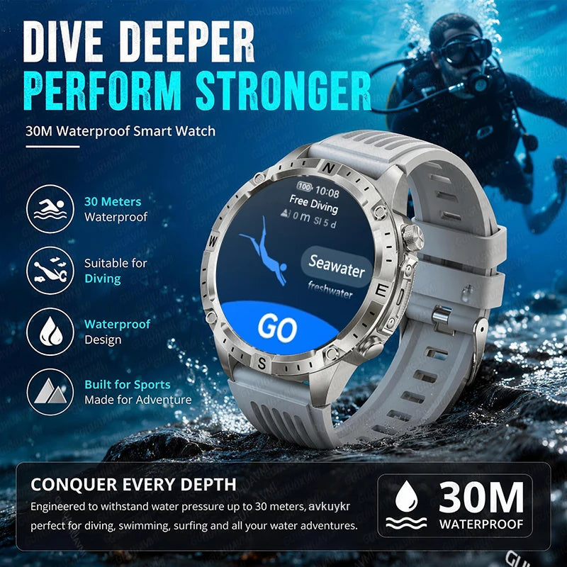 New Outdoor GPS Offline Map Smart Watch Men 3ATM Waterproof 170+ Sports LED Compass Altimeter AMOLED Bluetooth Call Smartwatch