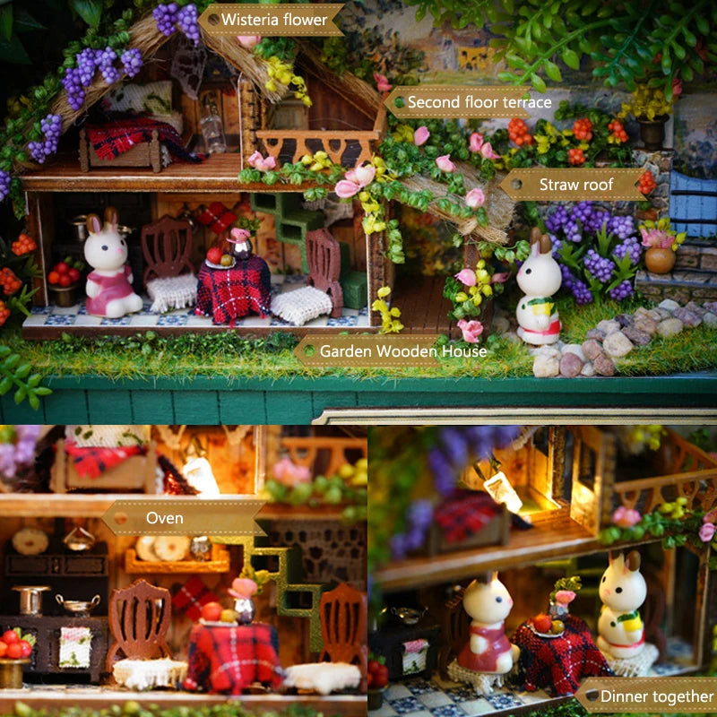 DIY Wood DollHouses Handmade Funny Box Theatre Miniature Box Cute Doll Houses 3D Puzzle Assembly Kits Birthday Gift Wooden Toys
