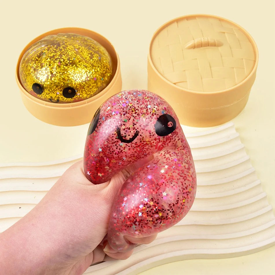 11 Styles Realistic Giant Dumpling Squeeze Toy With Bamboo Steamer Soft Dough Ball Decompression Fidget Toy Funny Creative Gift