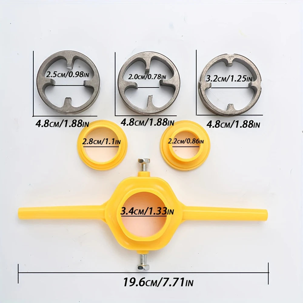 6PCS Plastic Pipe Thread Die Kit 1/2" 3/4" 1" 60° Taper Pipe Plumbing Thread Tools Water Pipe Die Tap Wrench Set PVC/NPT Manual