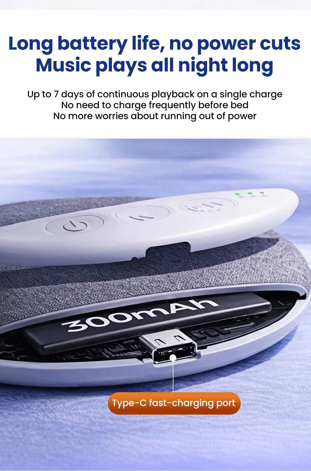 Mini Ultra Thin Bluetooth 5.4 Sleep Aid Speaker HiFi Stereo White Noise Multi-Functional under Pillow Home Sleep Timer Audio