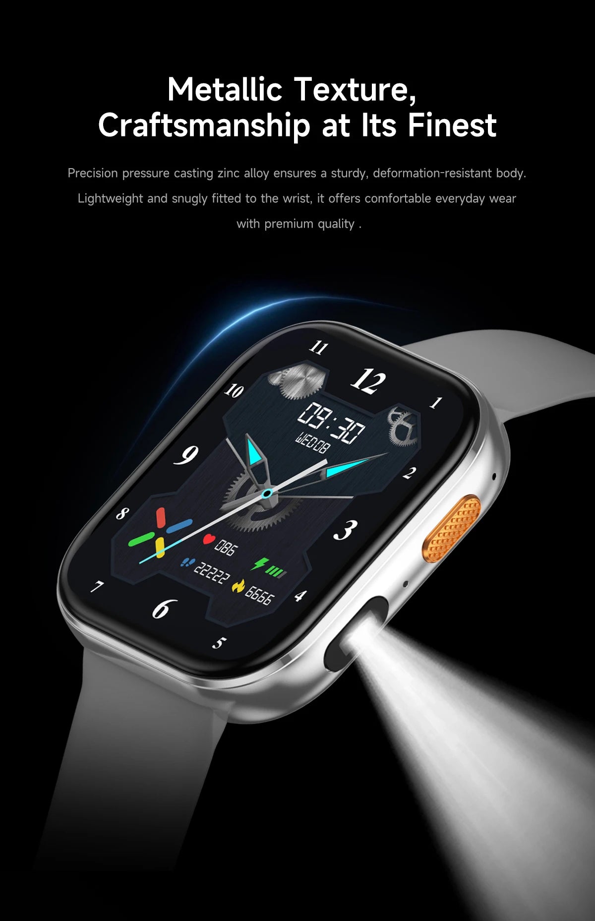 Outdoor New 1000mAh SmartWatch 2.04"HD Screen Smartwatch LED Flashlight 100+sports mode BT Call Waterproof SmartWatches Men Wome