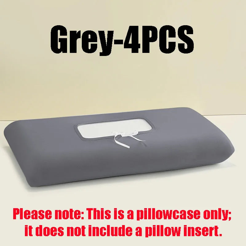 Summer Ice Silk Cooling Pillow Case, Open Style Elastic Edge Cover, Breathable Cool Feel Soft Pillow Protector for Better Sleep